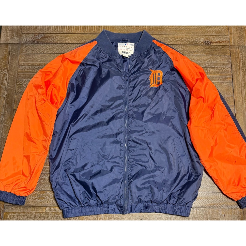 Puma Detroit Tigers Jacket Medium Navy Orange Vintage MLB Windbreaker Preloved